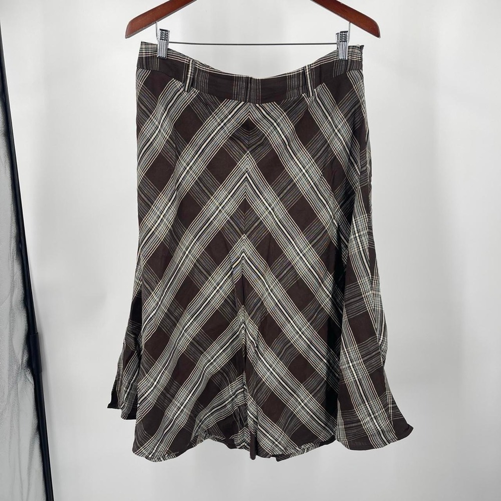 Vintage Y2K Women's Linen Blend Plaid Skirt 14 XL Academia Preppy Old Money Fall